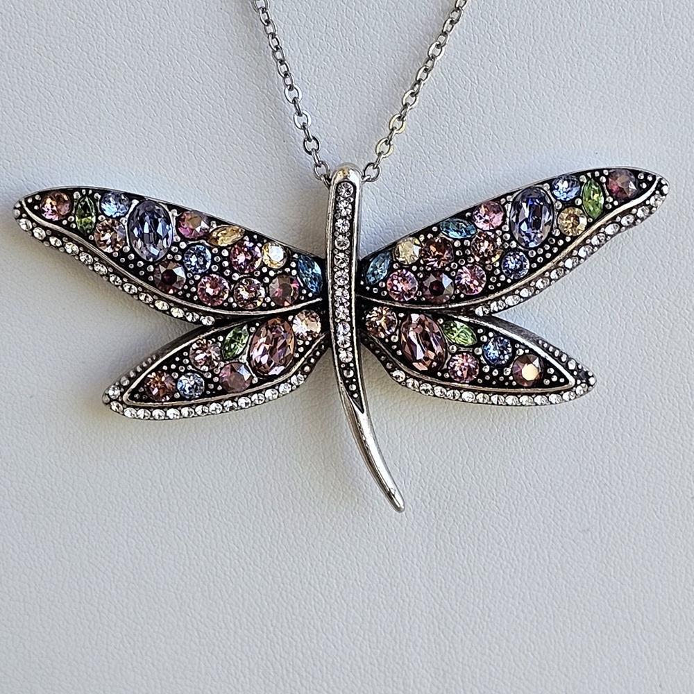 Brighton Collectibles Trust Your Journey Dragonfly Statement Swarovski Necklace